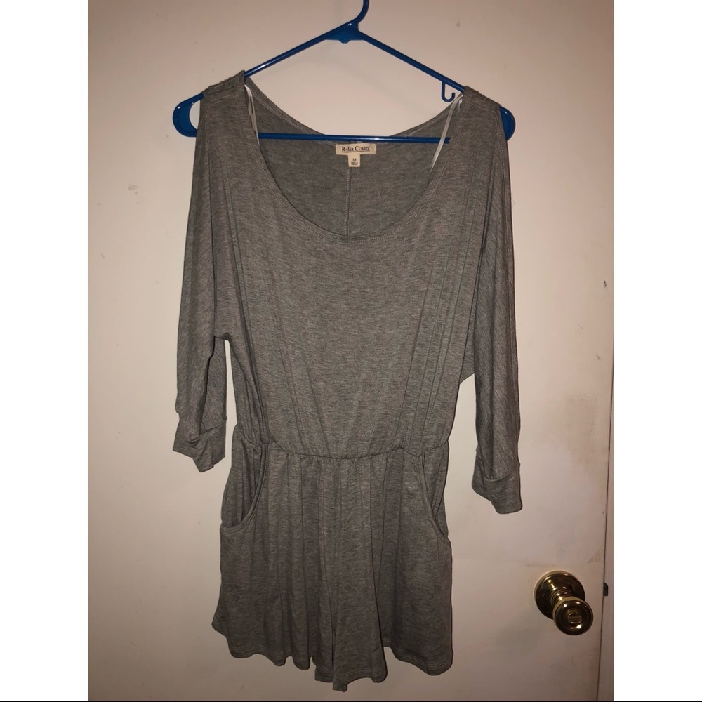 cute gray romper with pockets